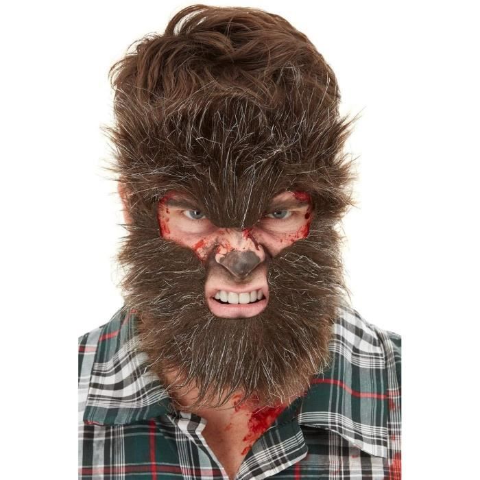 Smiffys 50811 Maquillage Fx , Loup-Garou Visage Fourrure,Hommes,Marron