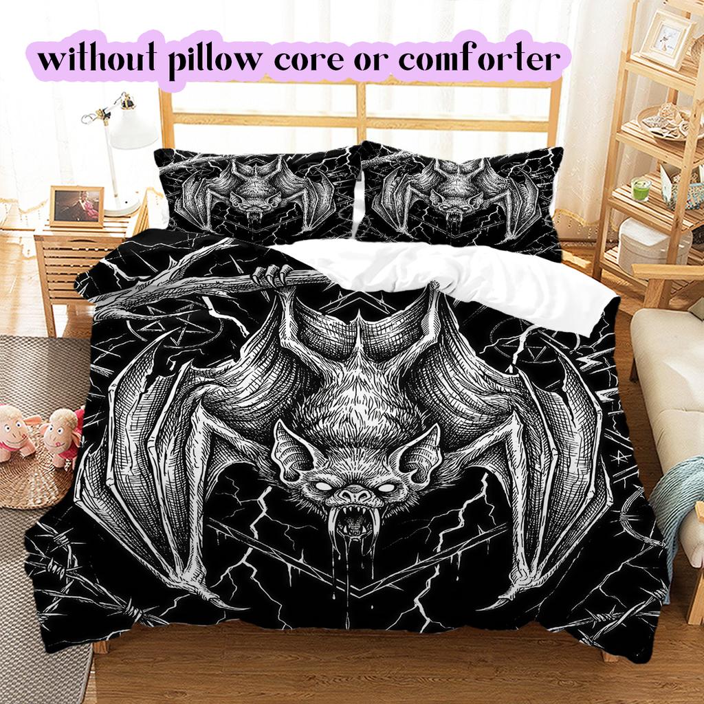 Thorn Gothic Dark Pattern Bedding Quilt Set Quilt Cover Pillowcase Home Decoration Birthday Gift (1 * duvet cover + 2 * pillowcase, without core)