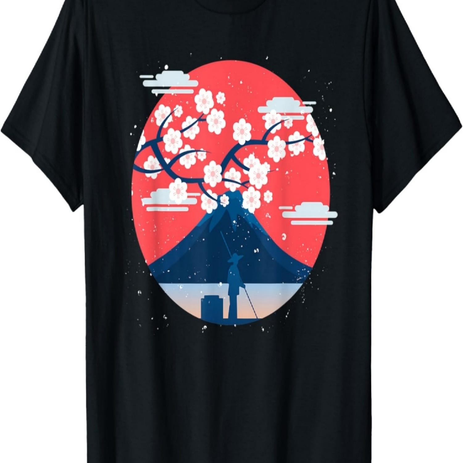 Pink Flower Floral  Sakura Mountain Cherry Blossom T-Shirt S