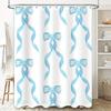 Watercolor Blue Ribbons Shower Curtain Set Elegant Bowknot Design For Bathroom Decorations Modern Home Improvement Accessories F