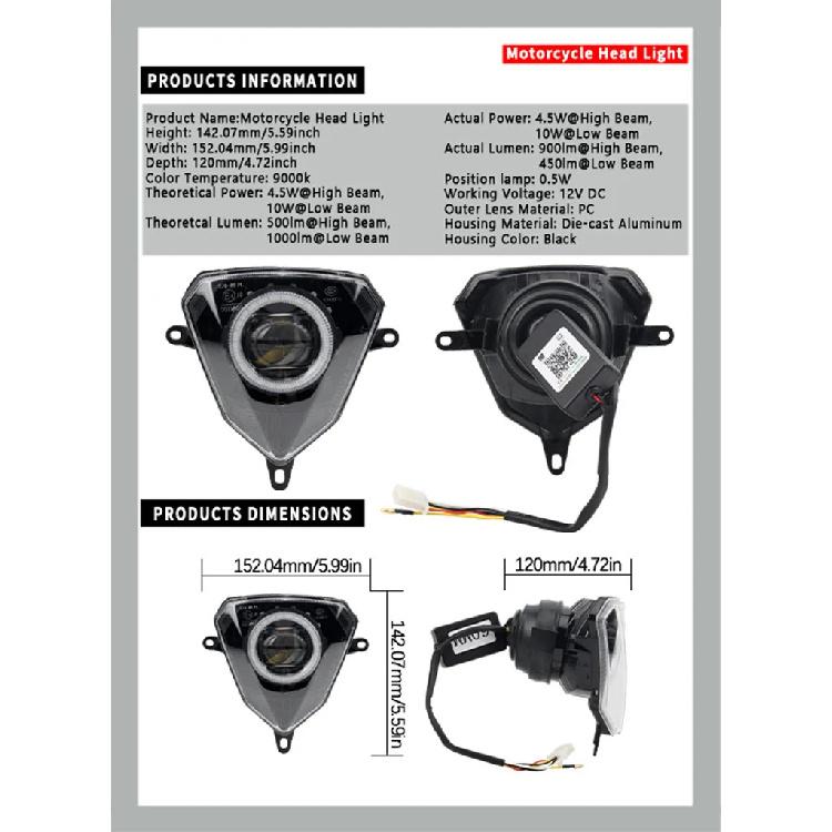 Motorcycle V6 Headlight APP Control Angel Eye Light Pit Dirt Bike For Beta 50 125 250 300 Universal Mounting Accessories Racing