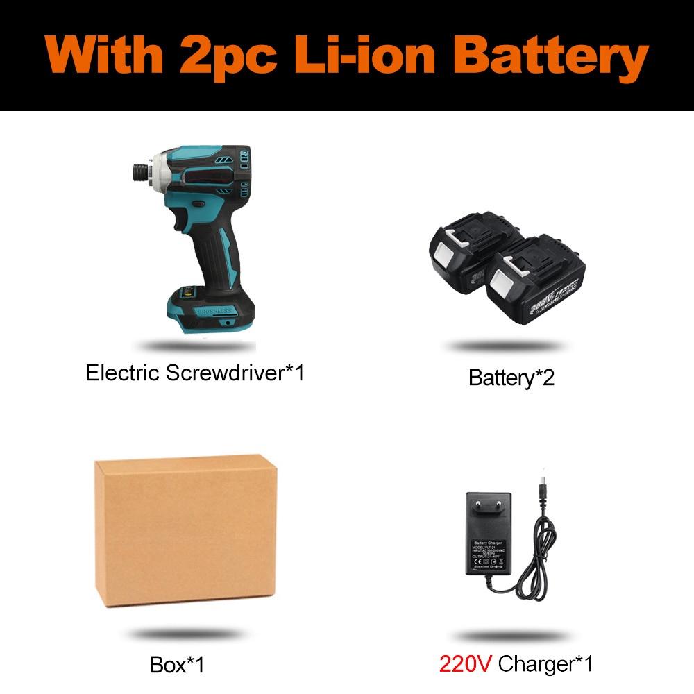 4 Gear Cordless Screwdriver Impact Wrench 1/4 Brushless Electric Screwdriver Rechargable Drill Driver Power Tool Blue