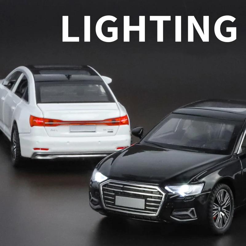 Maßstab 1/32 A6L Legierung Maßstabsmodell Diecast Metall Miniaturmodellauto Sound und Licht Rückzug Kinder Spielzeugauto Fahrzeuge Geschenke