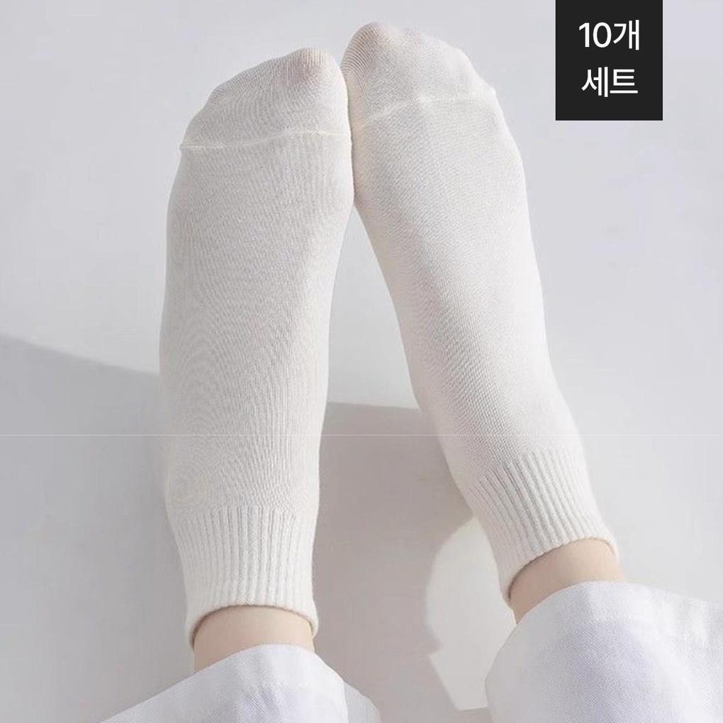 [10 Pairs SET] KARRA Picnic Half Socks_A5M0386_10 SET Black (10 sets)