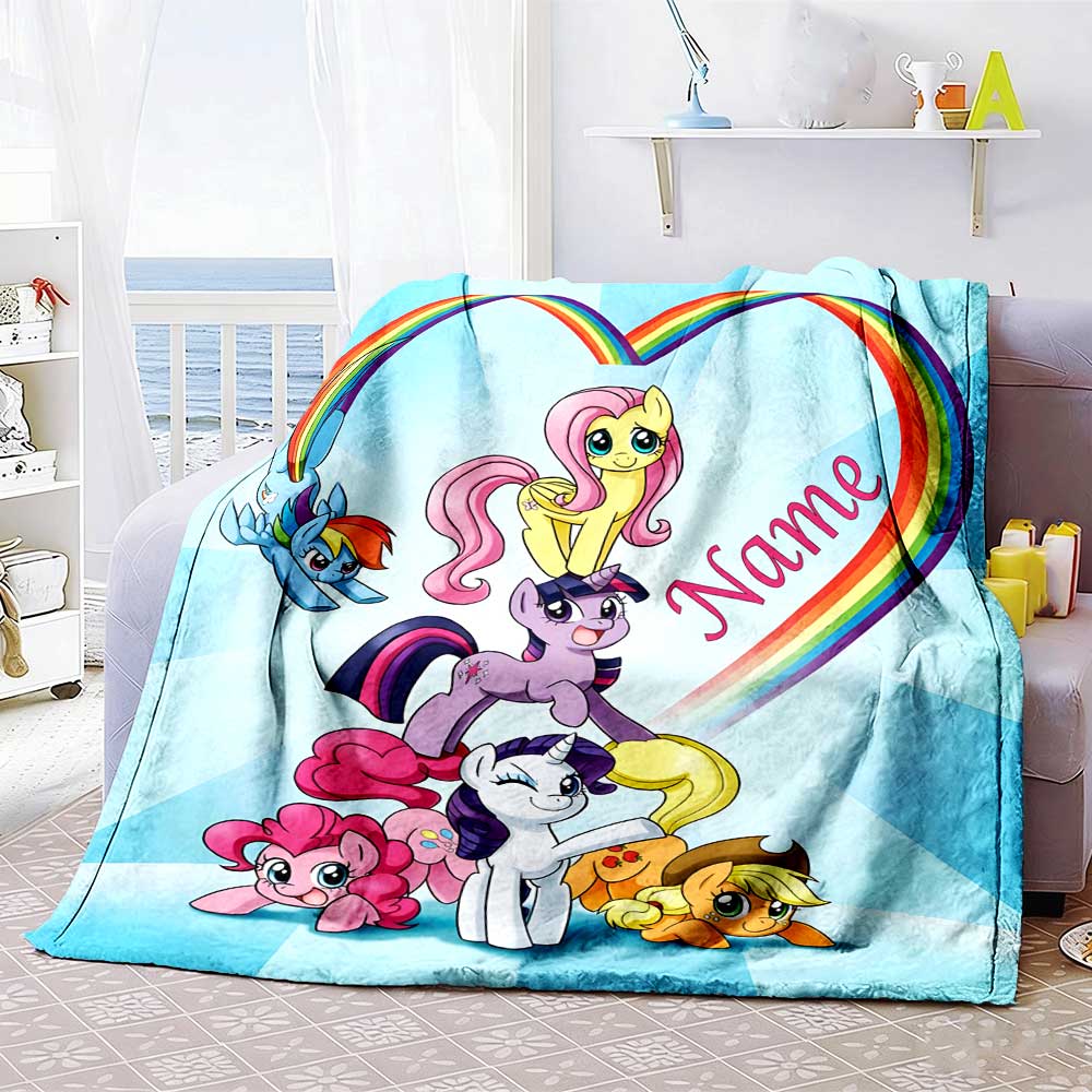 Little Pony (13) Personalized Name Blanket Gift Personalized Blanket Warmthful Decor for Picnics Couch Chair Living Room Ideal for All Seasons