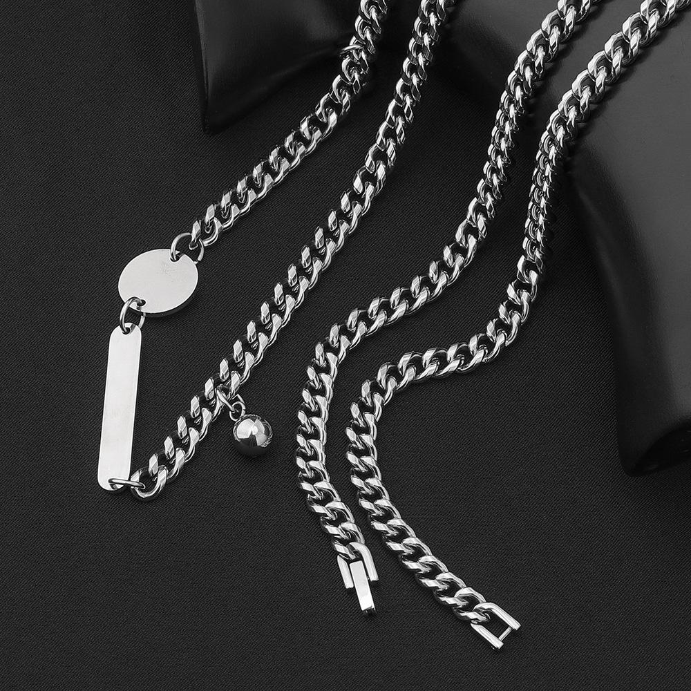 

Minimalist Cuban Chain Titanium Steel Couple Necklace: Engravable Design