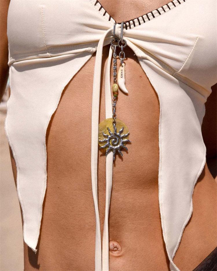 Korean Style 2025 Three-Piece Bikini Set: Sexy Split Skirt Swimsuit with Tie-Up Solid Color for Women