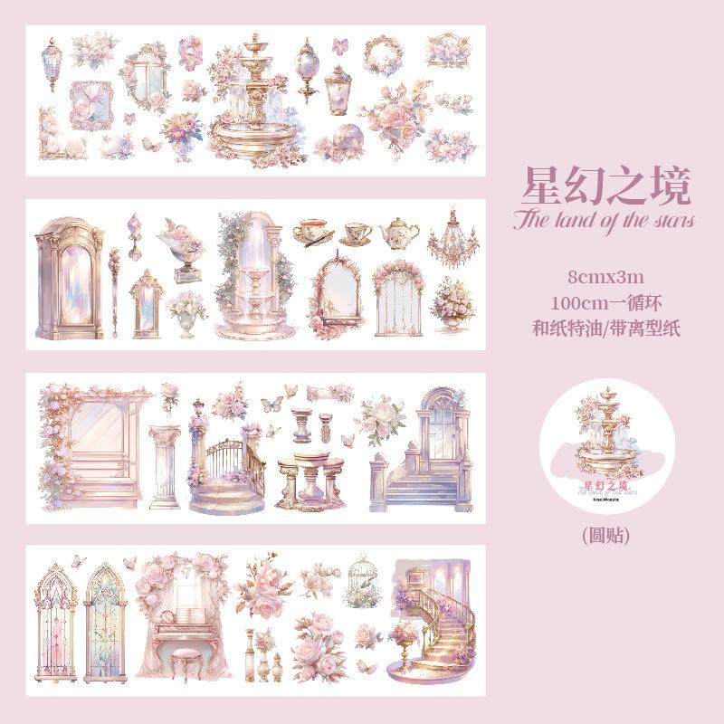 8*300cm 1roll Spring rose theme tape Sticker Decorative Hand Account Diary Album Scrapbooking accessories Masking tape