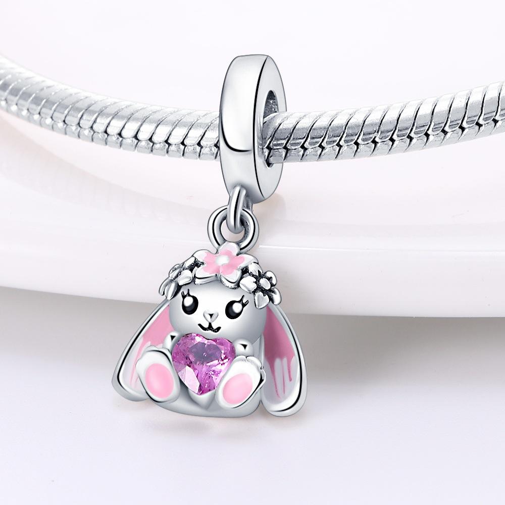 Cute Animal Bear Rhino Koala Charm Pendant Beaded Bracelet Jewelry Accessories
