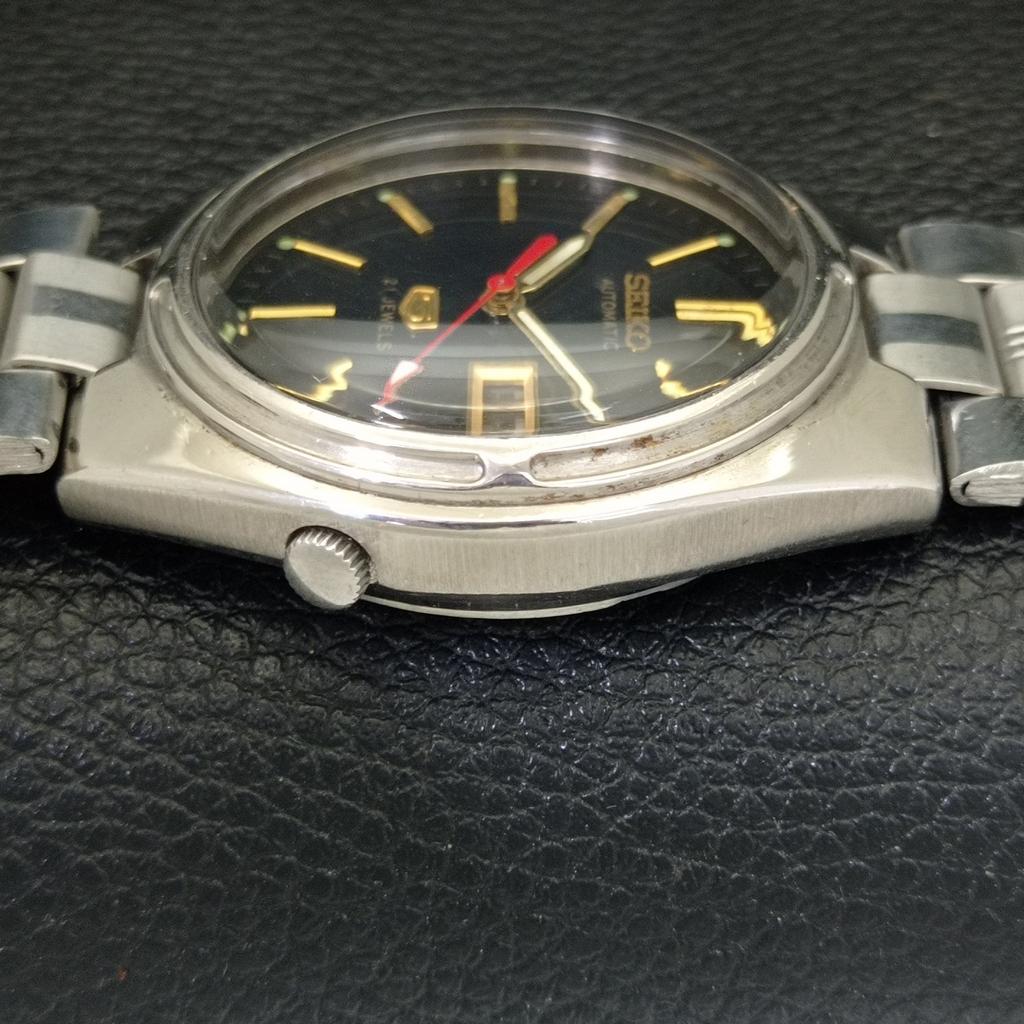 GENUINE VINTAGE SEIKO 5 AUTOMATIC 7019A JAPAN MENS BLACK DIAL WATCH a701916-5 R207-a701916