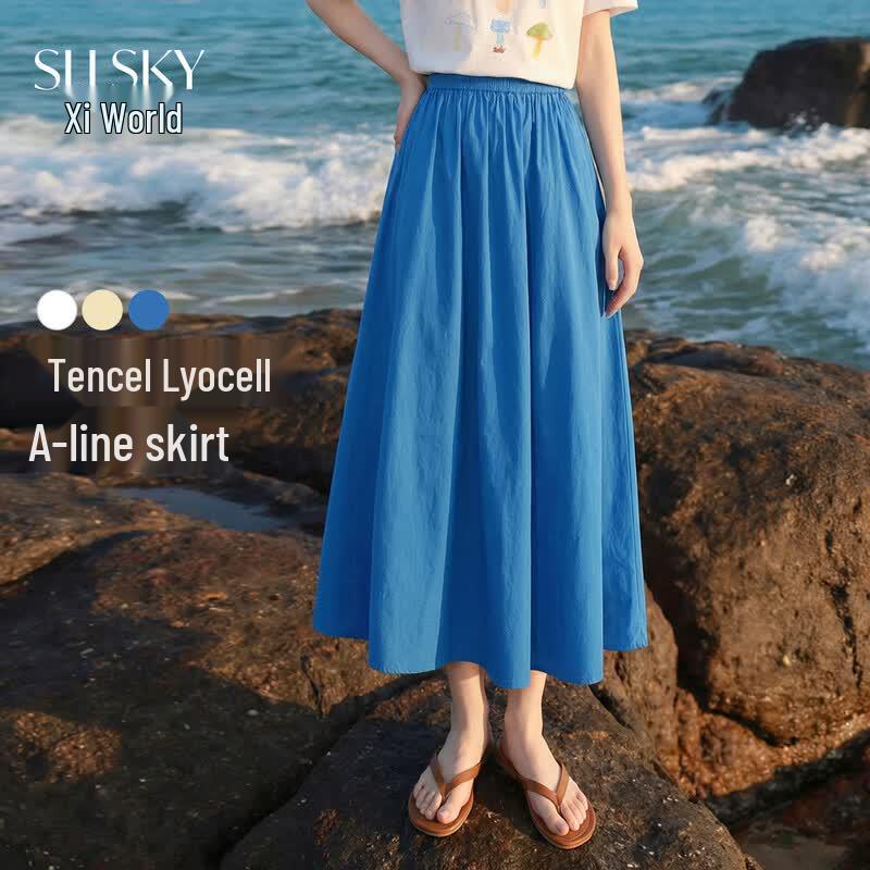 Lyocell A-Line Midi Skirt M