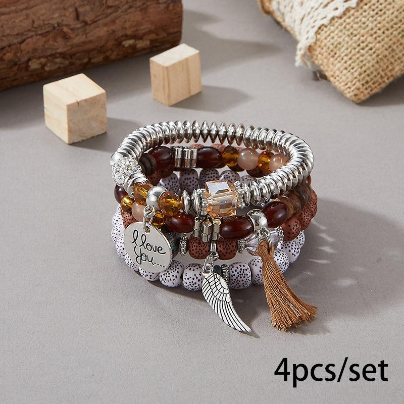 Bohemian bracelet creative tassel multi-layer beaded bracelet