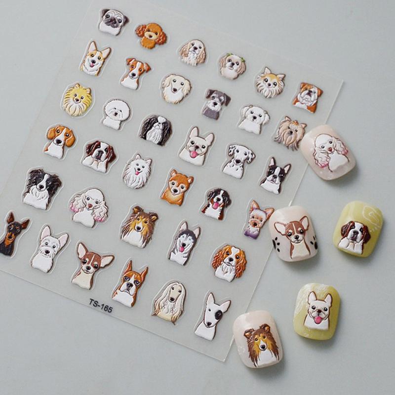 5D Embossed Nail Art Decals, Puppy Dog Nail Decals For Dog & Cat Lovers