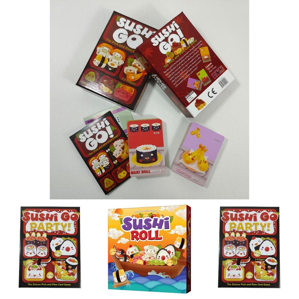 Párty hra Sushi Go z papírového materiálu pro rodinné herní večery a zábavu na párty