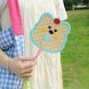 Cartoon Handmade Weaving Fan Bear Butterfly Dog Pumpkin Shell Mango Shape Woven Hand Fan Summer Handheld Cooling Fan Decoration