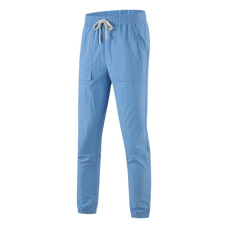 Pantalones casuales de exterior elásticos de cintura alta y color sólido con bolsillo