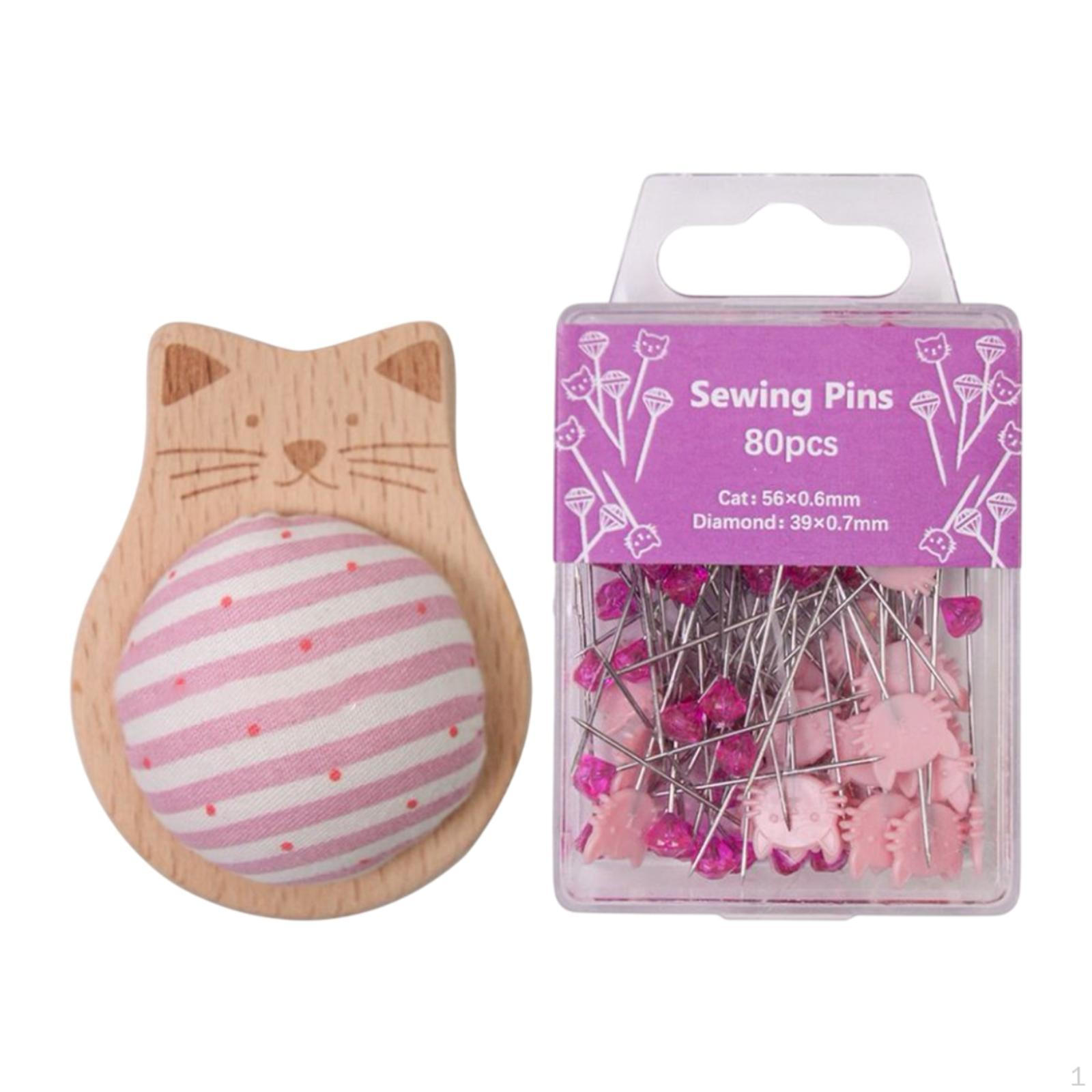 

Compact Pincushion with 80 Straight Pins for Home And DIY Projects A