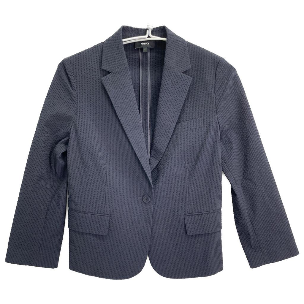 Theory Navy Seer Suit Shrunken Blazer Jacket Jacket 2 NavyUsed