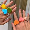 3Pcs/Set Boho Sweet Colorful Acrylic Resin Love Heart Rings for Women Kpop Vintage Geometric Finger Rings Jewelry Anillos Mujer