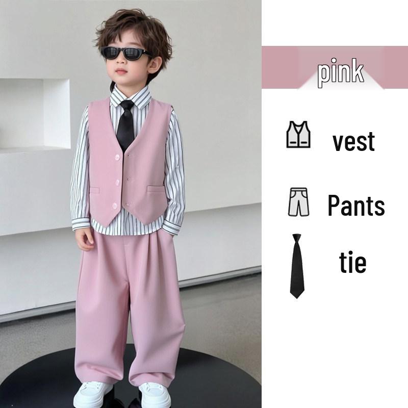 Boys Spring Casual Suit Set - Formal Page Boy & Piano Performance Wear 120 cm