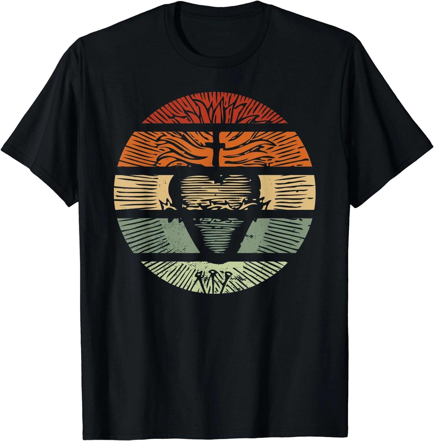 Retro Sunset Art Catholic, Sacred Heart of Jesus Christ T-Shirt XXL