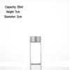 High-Transparency Glass Control Bottle with Silver Cut-Line Aluminum Cap, Portable 30mm Sealed Agarwood Display Bottle.
