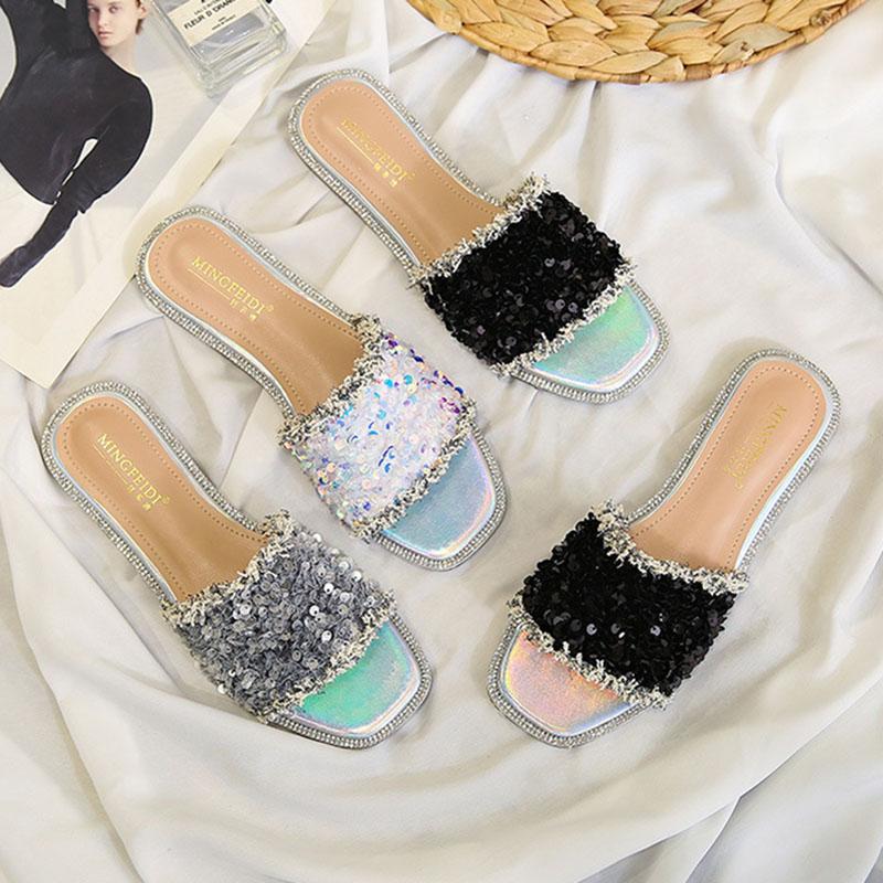 Модные женские шлепанцы с блестками — фото 6