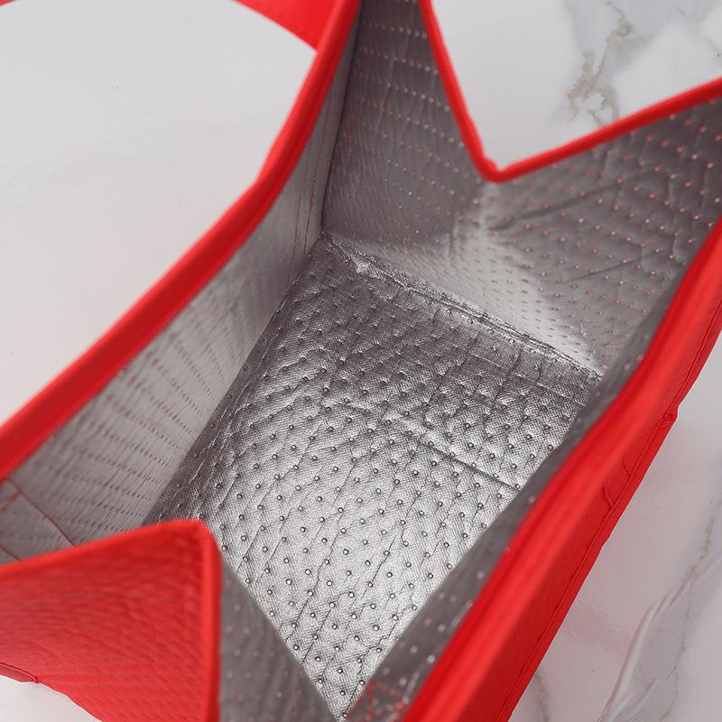 Teksturert prikk Ikke-vevd isolasjonspose Fortykket aluminiumsfolie Termisk matvarepose Håndholdt grillkjøleelement Gjenbrukbar isolert handleveske