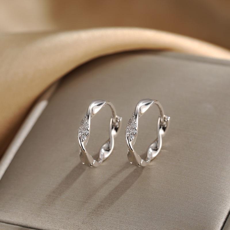 925 Sterling Silver Diamond-Studded Hoop & Stud Earrings for Women - 2022 Trend Design Ear Cuffs