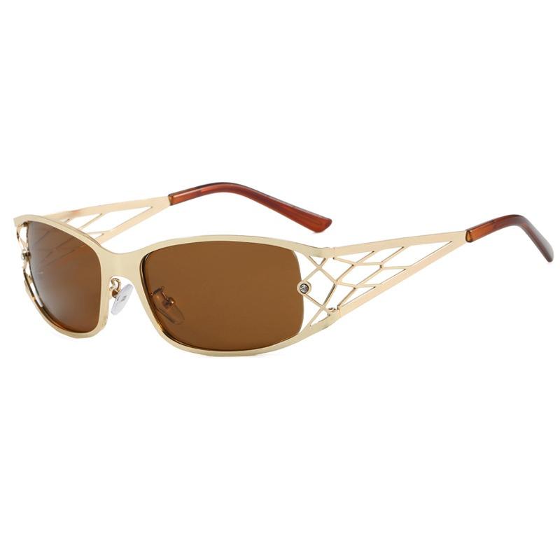

Ins New Retro Metal Square Women Sunglasses Luxury Personality Brand Hollow Frame Design Punk Men Trendy Sun Glasses Uv400 as picture
