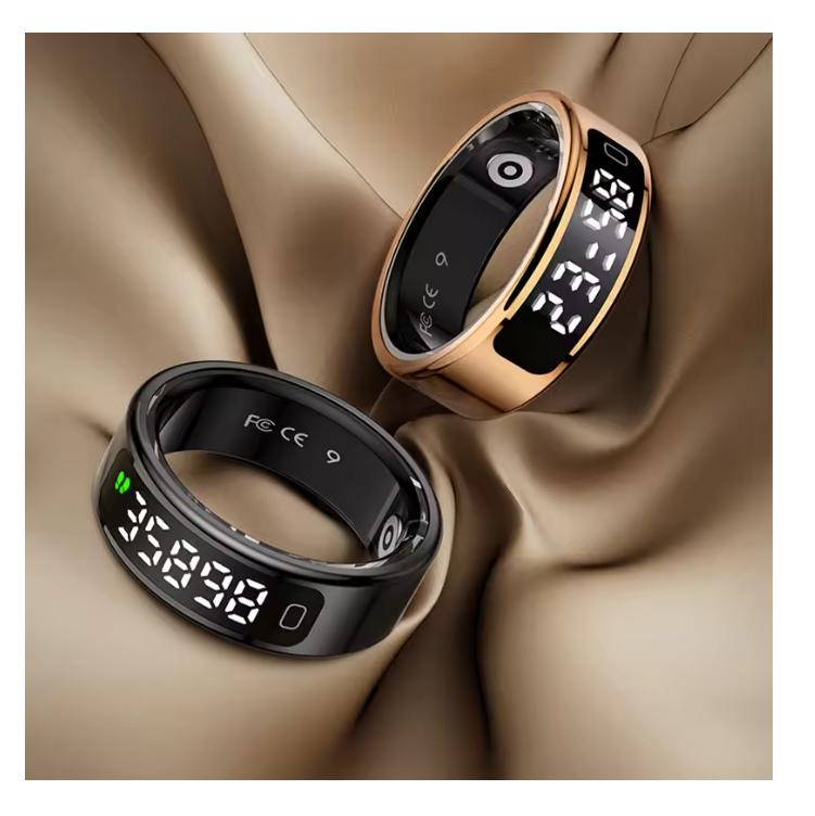 2026 Touch Display Smart Ring R11C with Charging Box-1ATM Waterproof Step Health Tracker 5.2 BLE Heart Rate Blood Oxygen Monitor