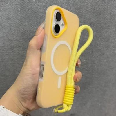Luxe Doux Avec cordon Silicone Magsafe Coque de Téléphone pour iPhone 16 17 15 14 12 13 Pro Max Plus Charge Sans Fil Couverture Magnétique