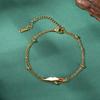 Verstellbares Kettenarmband, zweilagiges Edelstahl-Armreif mit geometrischem Anhänger - Schiebeschließe, Unisex-Schmuck, 15-19 cm, Gold-/Silberfarben