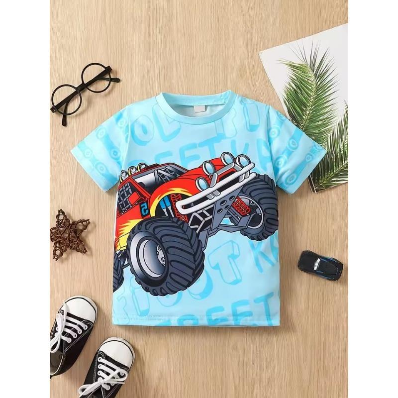 Children's Clothing Boys Tshirt Short Sleeve Girl T-Shirt 3D Cartoon Truck Print Kids Summer Clothes Children's Boy's Clothing
