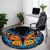 1pc Butterfly Night Office Round Area Rug, Indoor Mat Suitable ForOffice, Under Office Chairs Bedroom Living Room Home Decor, Room Deco D067