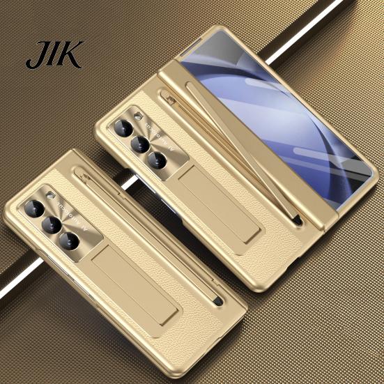 Pen Tray Stylus Phone Case for Samsung Z Fold 6 PC Shell with Slot Mobile Hinge Guard Cover Spring Protection & Integrated Kickstand Full-Body