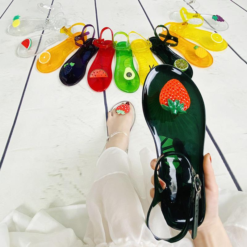 Y2 Plastic Sandals Women'S Flat Heels Summer Transparent Beach Women'S Pinch Sandals
