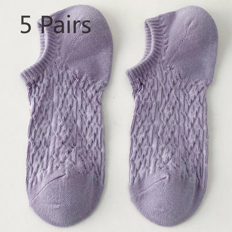 5 Pairs of New Female Spring and Summer Sweet Short Boat Socks