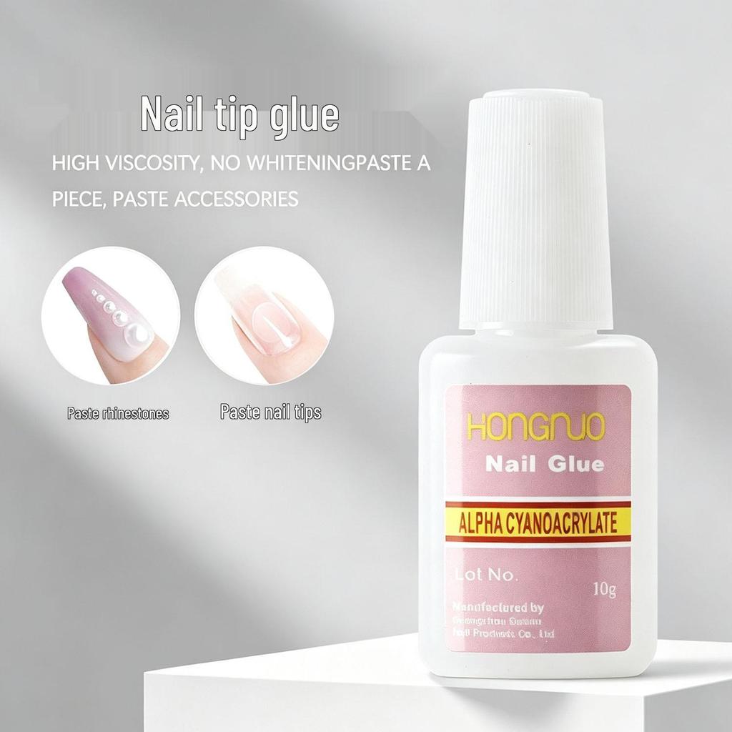 Quick Dry Nail Glue with Brush, False Nail Tips & Sticker, 10g