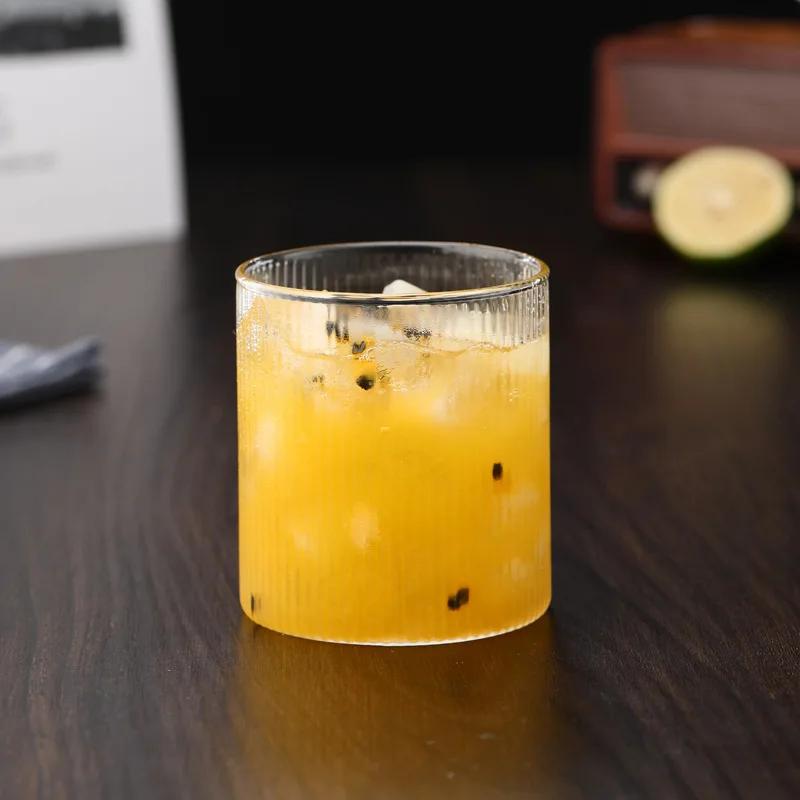 350/350ml 1/2/4/6/8pcs Large Nordic Ripple Glass Cups Transparent Whiskey Glasses Tea Water Drink Milk Juice Coffee Beer Mug Set
