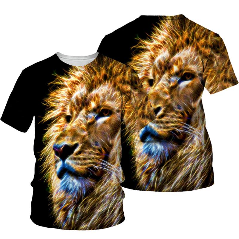 3D Lion Print T-shirt Men Summer New O Neck Short Sleeve Tees Tops Fashion Style Male Clothes Casual T-shirts