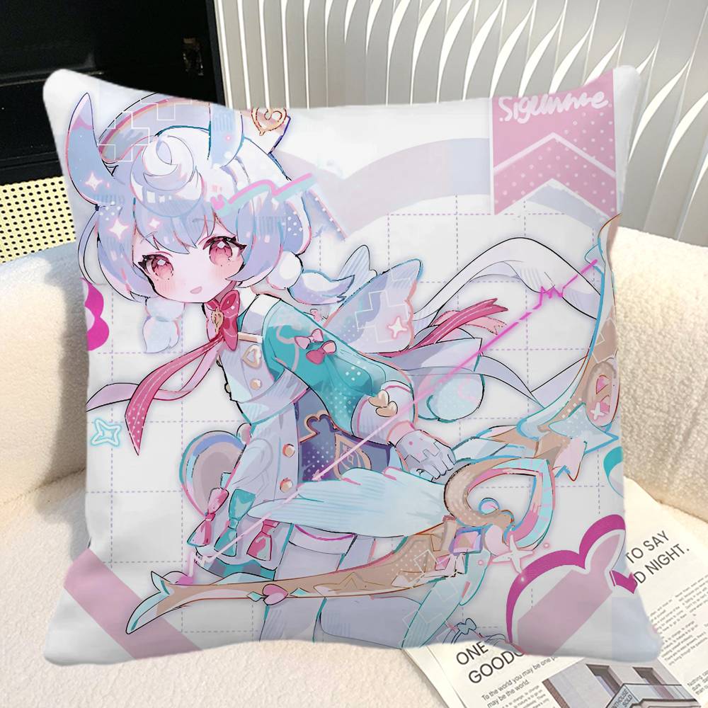 Game Genshin Impact Sigewinne Pillow Case Square Pillow Bedroom Sofa Leisure Comfort Cushion Car Home Decoration