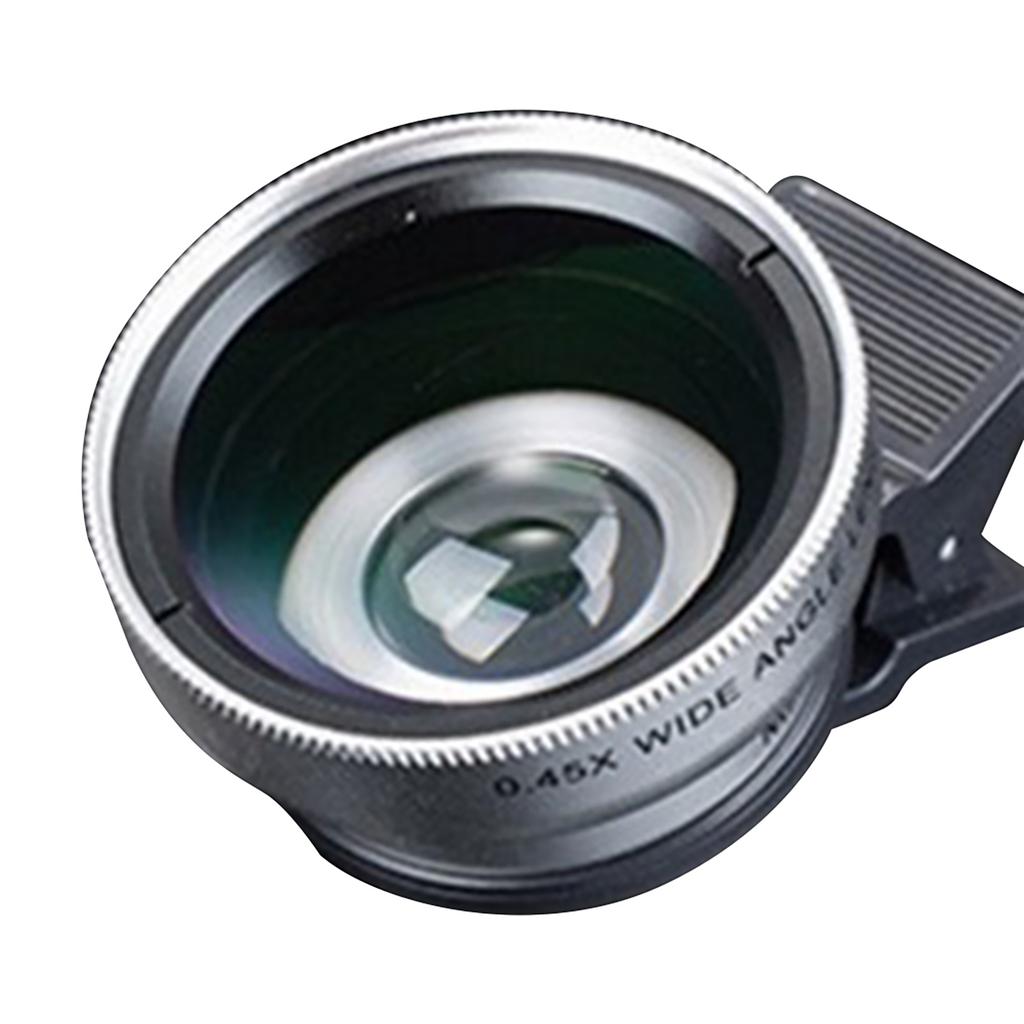 Universal Clip-On Phone Lens,37mm 0.45x Wide Angle Macro Lens 2 In 1 Mobile Phone Photograph Accessories For Macro Photography