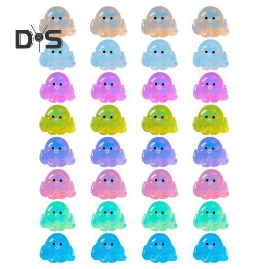 

32 шт. Миниатюрные фигурки осьминогов, светящиеся в темноте, миниатюрные статуэтки осьминогов из смолы для волшебных садов, аквариумов, поделок своими руками 32PCS