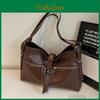 Chic Retro Large Tote Bag For Women In Black Brown Or Coffee Stylish Versatile Design For Fall And Winter
