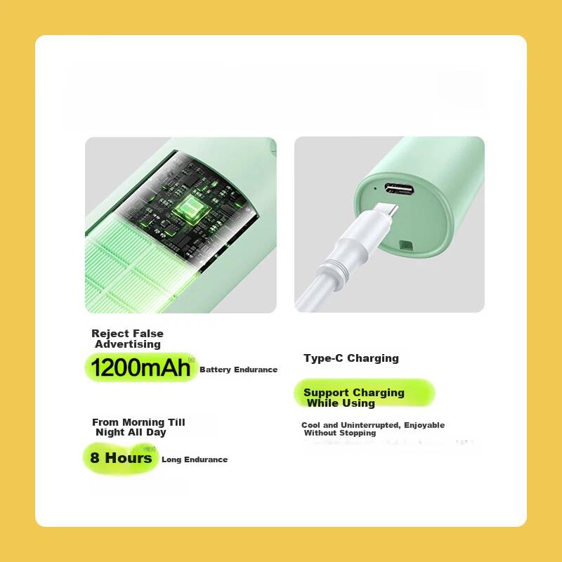 Pisen Handheld Mini Fan, USB Rechargeable, Portable, Compact, for Office, Outdoor Camping, 1200mAh Long Battery Life, Pink
