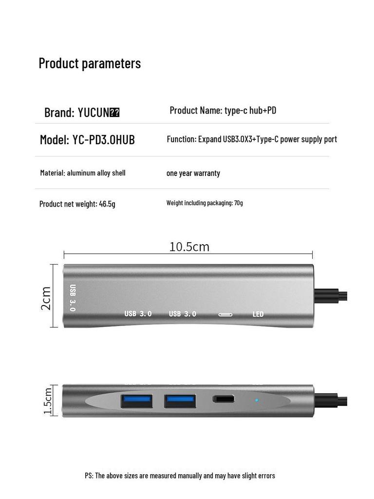 USB-C Docking Station: PD Charging Hub & USB 3.0 Splitter for Phones, Tablets, Laptops