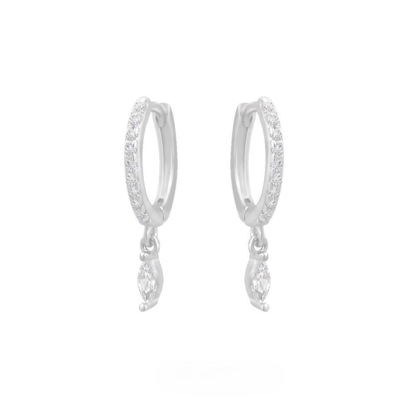 Sterling Silver Water Drop Dangle Hoop Earrings Women Minimalist Jewelry