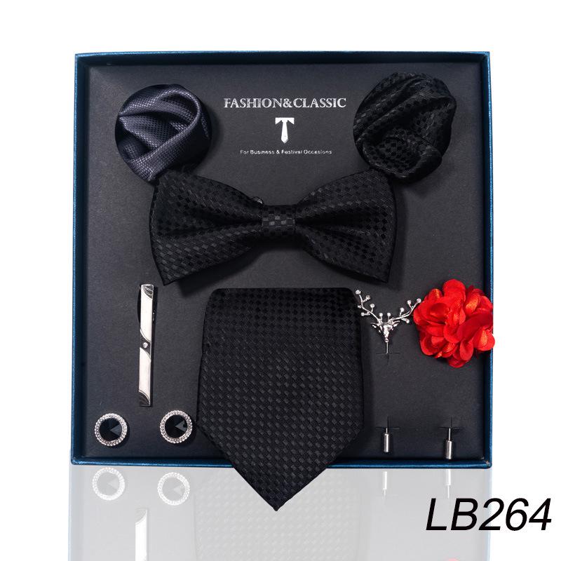 Luxury Groom Tie, Pocket Square & Boutonniere Gift Set for Weddings