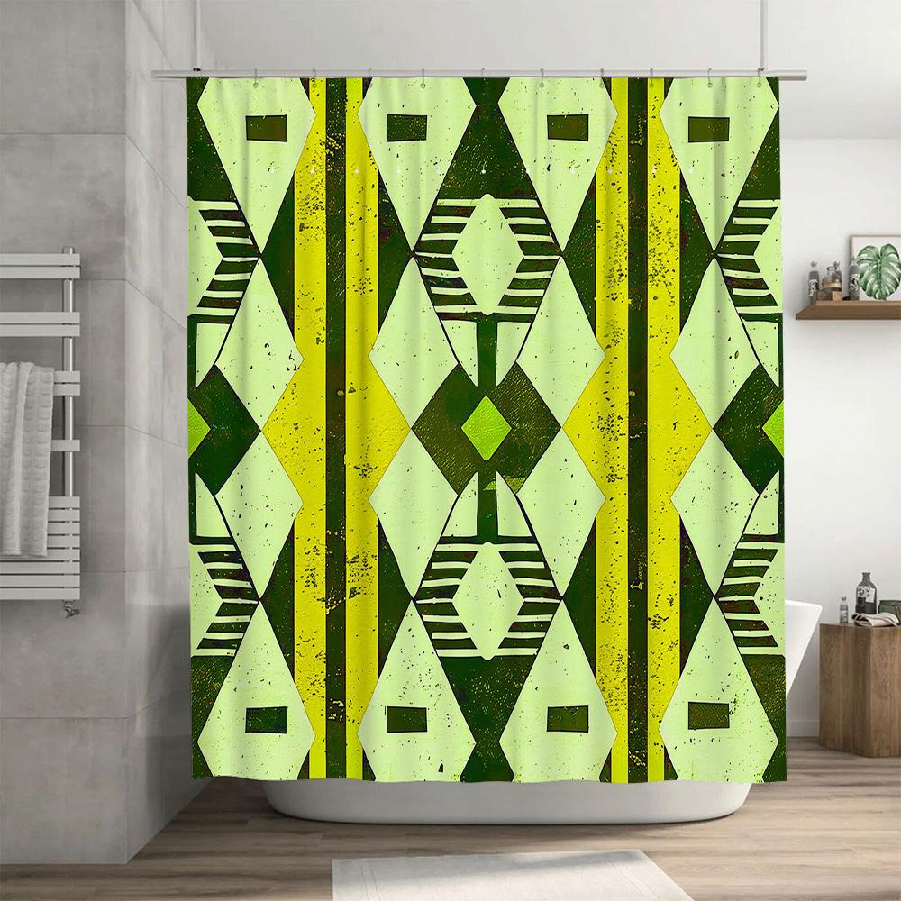 Green Geometric Shower Curtain Unique Bath Decor for Your Home
